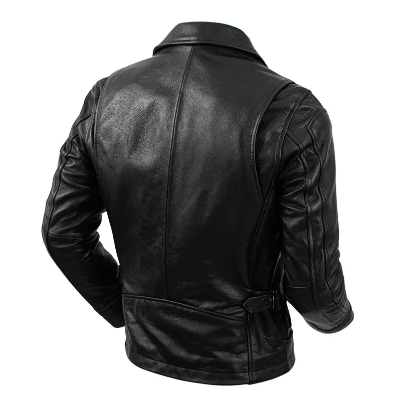 Chaqueta de Cuero Genuino Premium – Corte Slim con Solapa y Cremallera Clásica